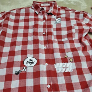 RARE FIND 'the east market' red & white plaid tunic shirt never used …